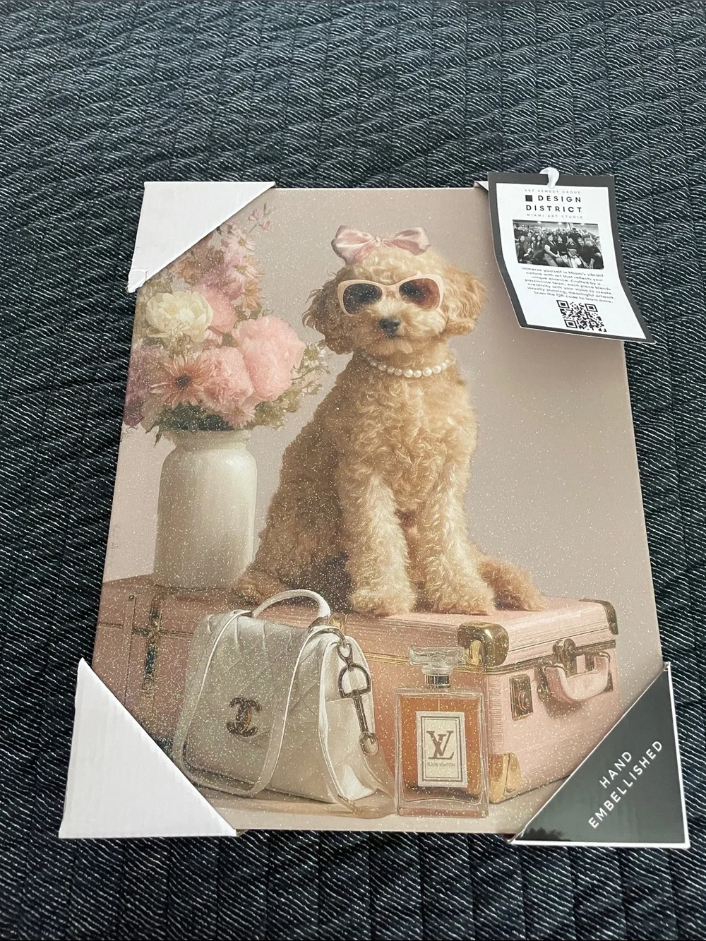 District Pink and Cream Poodle Pet Canvas
